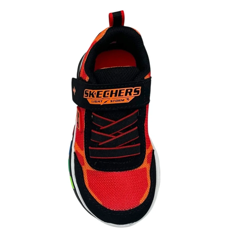 Skechers Toddler Boys Light-Up Sneaker Size 8 Slip-on Black Red Multicolor Shoes